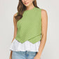 Georgetown Wrap-Over Mixed Media Sleeveless Striped Knit Top