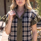 Harvest Silver Grommet Solid Suede Contrast Plaid Top