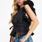 Midway Flutter Sleeve Peplum Poplin Top