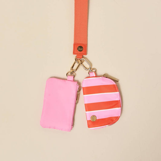 Dynamic Duo Pouch Wristlet–Sicily Stripes Pink