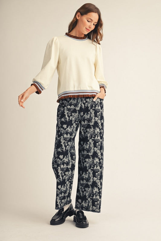 Ottawa Ruffle Edge Detail Lovely Solid Top Ruffle Edge Top