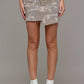 Acadia Tan Camo Low Rise Crossover Mini Skirt