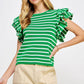 Berea Layered Flutter Short Sleeve Stripe Top