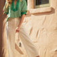 Casting Call Scallop Edge Pocket Detail Wide Leg Pants