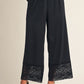 Wedding Pants Lace Hem Detail Solid Satin Pants