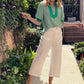 Casting Call Scallop Edge Pocket Detail Wide Leg Pants