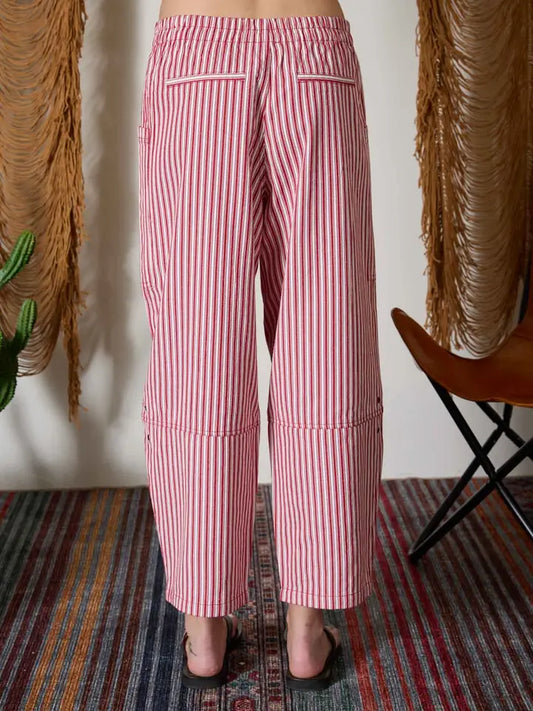 Spanish Stripe Pocket Detail Wide Leg Pants