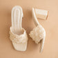 The Holland | Ivory Pearl Raffia Block Heel Mule