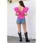 Harrods Ruffled Poplin Detail Knit Top