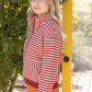 Pacific Open V-Neck Grommet Detail Striped Knit Top