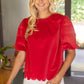 Justice Scalloped Hemline Bubble Sleeve Solid Corduroy Top