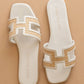 The Ena | White H Cutout Raffia Slide