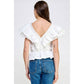 Harrods Ruffled Poplin Detail Knit Top