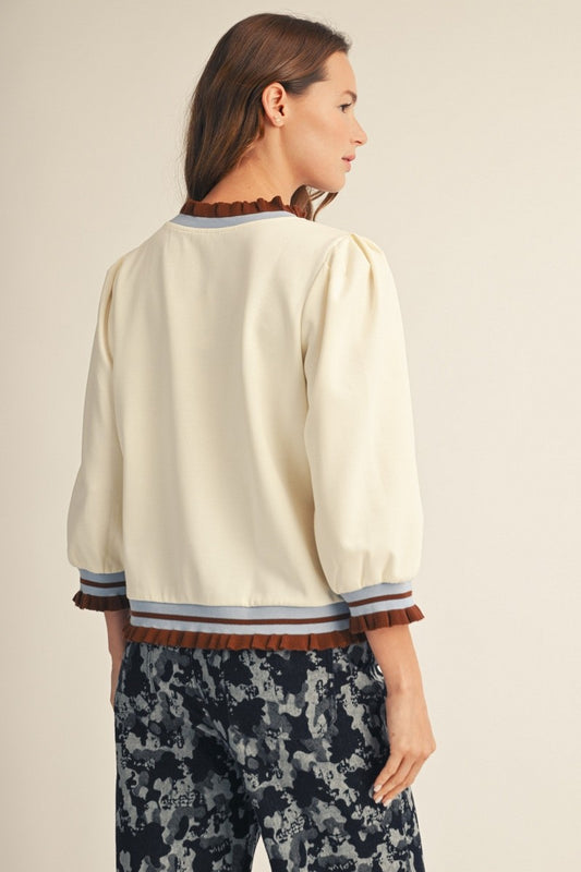 Ottawa Ruffle Edge Detail Lovely Solid Top Ruffle Edge Top