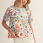 3D Floral Applique Sheer Mesh Layered Top