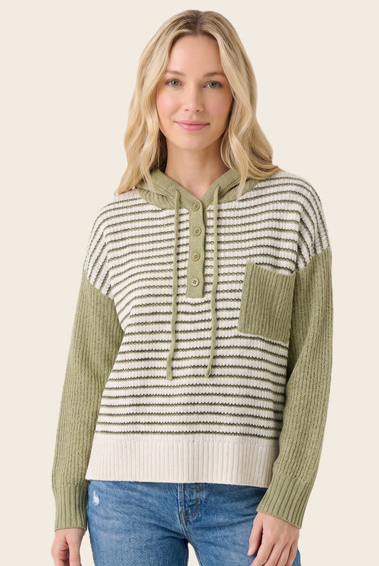 Andy Color Block Long Sleeve Hoodie Sweater