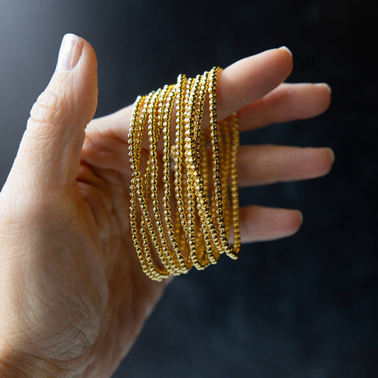 Tarnish Resistant Gold Plated 3mm Beaded Stretch