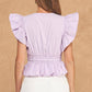 Midway Flutter Sleeve Peplum Poplin Top
