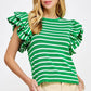 Berea Layered Flutter Short Sleeve Stripe Top