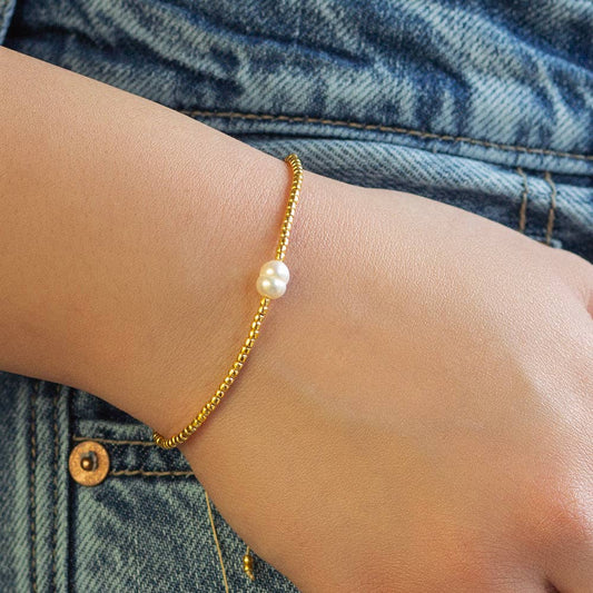 Intentions Pearl Adjustable Bracelet with Freshwater Pearl
