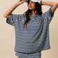 Evelynn Tee Short Sleeve Round Neck Oversized Stripe T-Shirt