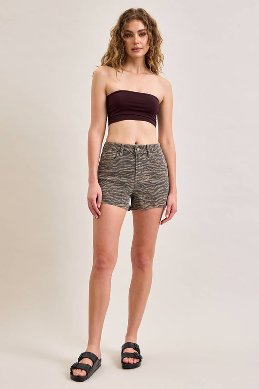 Kenzie 3” Inseam High Rise Tiger Print Shorts by Hidden Denim