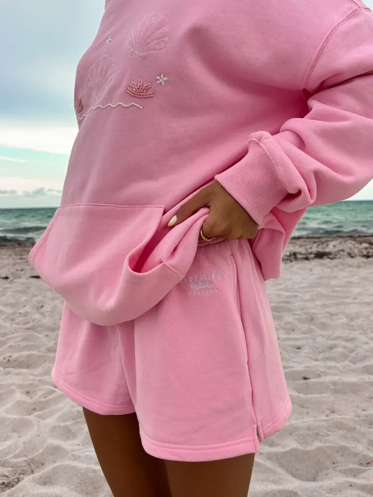 Lottie Shorts Pink Embroidered Sweat Shorts
