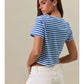 Emmy Short Sleeve Round Neck Stripe Crop T-Shirt