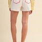 Spy High Waist Shorts with Contrast Stitching