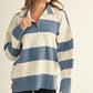Silent Varsity Stripe Quarter Zip Sweater