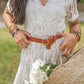 Round Brass Buckle Suede/Genuine Leather Belt｜Minimalist