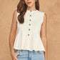 Kentucky Sleeveless Button-Front Peplum Knit Top