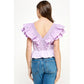 Harrods Ruffled Poplin Detail Knit Top