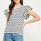 Berea Layered Flutter Short Sleeve Stripe Top