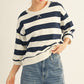 Psalm V-notched Bold Stripe Casual Top
