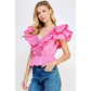 Harrods Ruffled Poplin Detail Knit Top