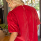 Justice Scalloped Hemline Bubble Sleeve Solid Corduroy Top