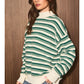 Story Mock Neck Striped Oversized Knit Sweater Top
