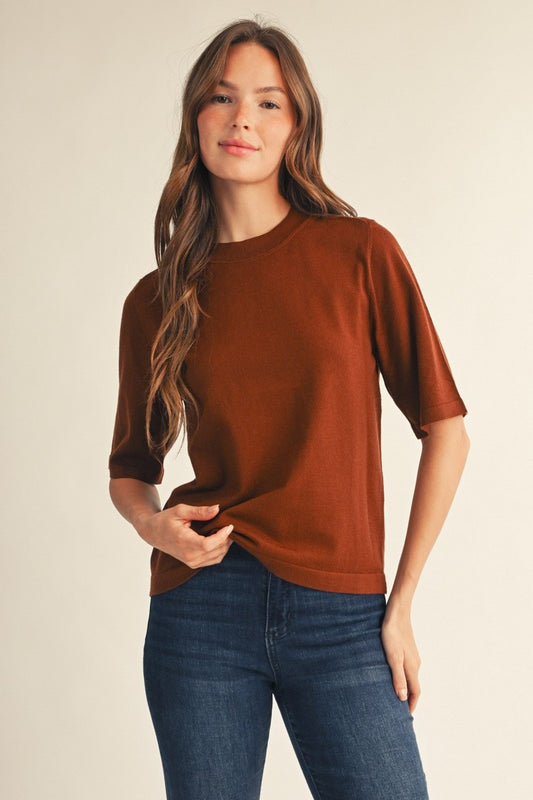 Alamo Half Sleeve Round Neck Comfy Sweater Top