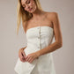 Coincidence Strapless White Denim Romper