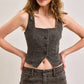 Teton Brown Cheetah Mid Rise Shorts by Hidden Denim