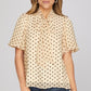Rally Puff Sleeve Woven Polka Dot Top With Bow