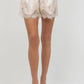 Karma Elastic Waist Satin Shorts with Lace Pointelle
