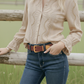 Zipper-Lined Suede Belt with Gold Hardware