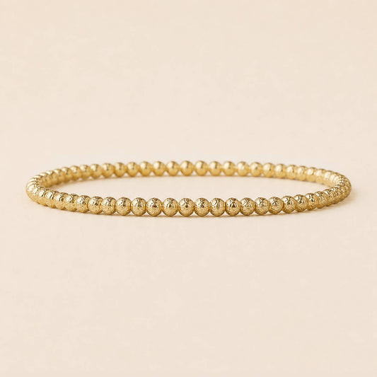 Tarnish Resistant Gold Plated 4mm Textured Beaded Stretch Br