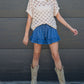 Cutie Denim Drawstring Ruffle Tiered Shorts