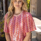 Sequins Ribbed Knit Band Detail Vertical Stripe Sequins Top