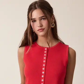 Peplum Button Up Sweater Tank