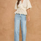 Somerset Dotted Textured Puff Sleeve Tie Waist Peplum Top