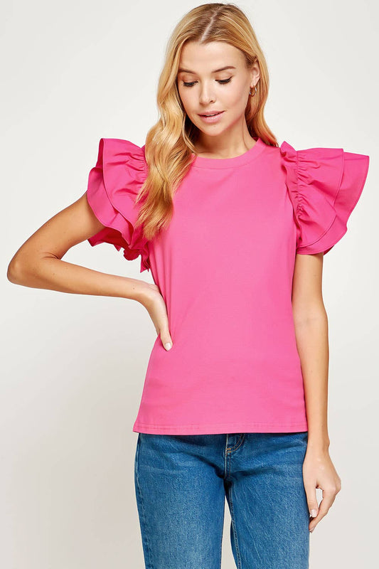 Maysvill eFlutter Ruffle Sleeve Top